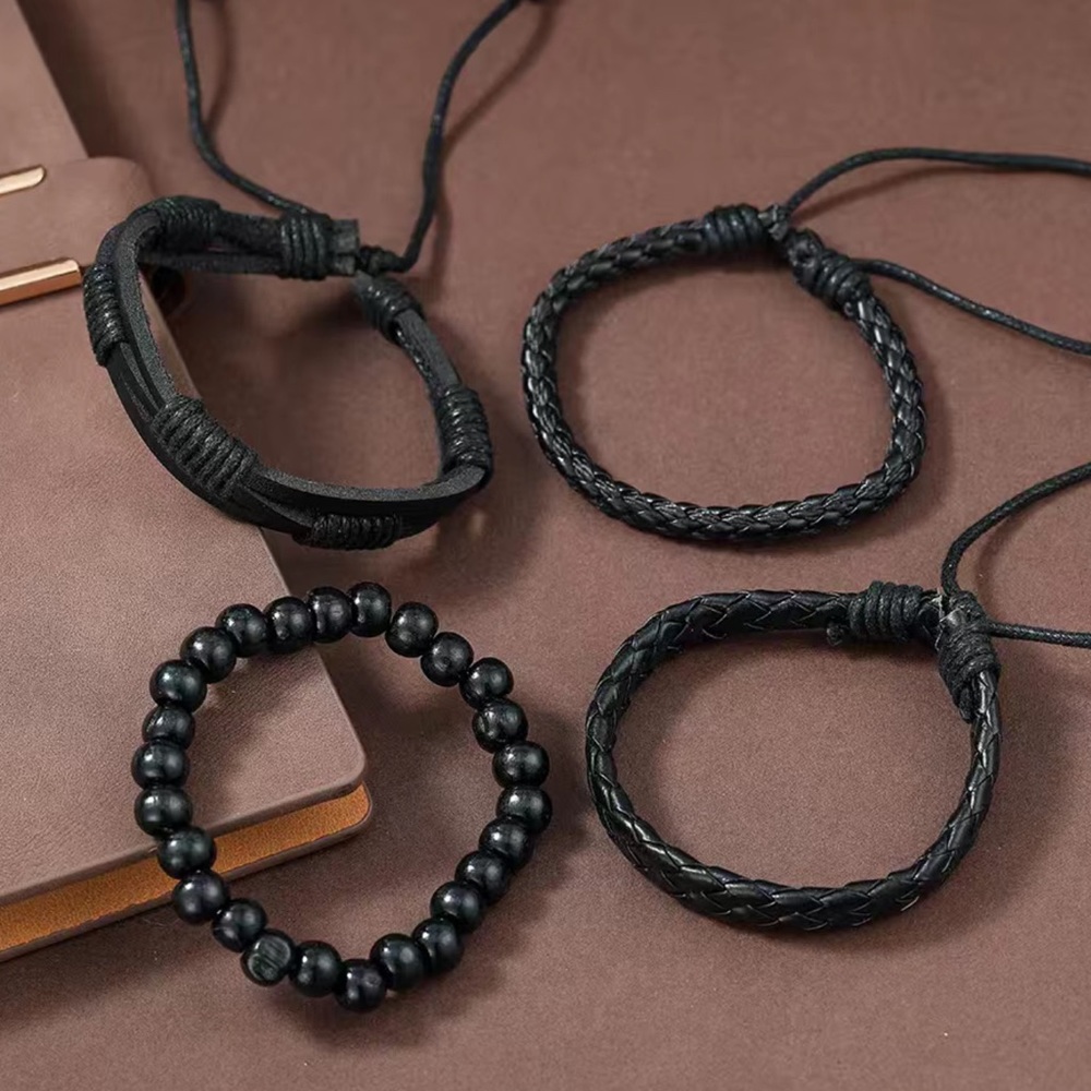 Set a four leather and Wood bracelets - Picture 5 of 10